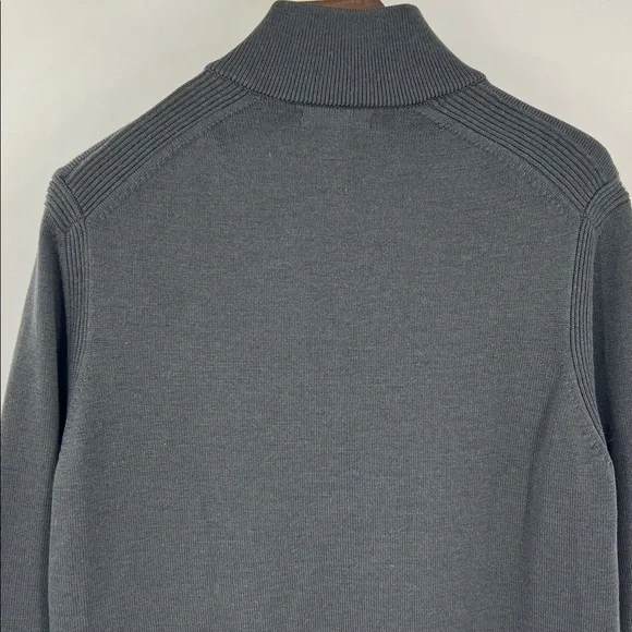 Banana Republic Sweater 100% Wool XL Full Zip Mock Neck Preppy Business Casual